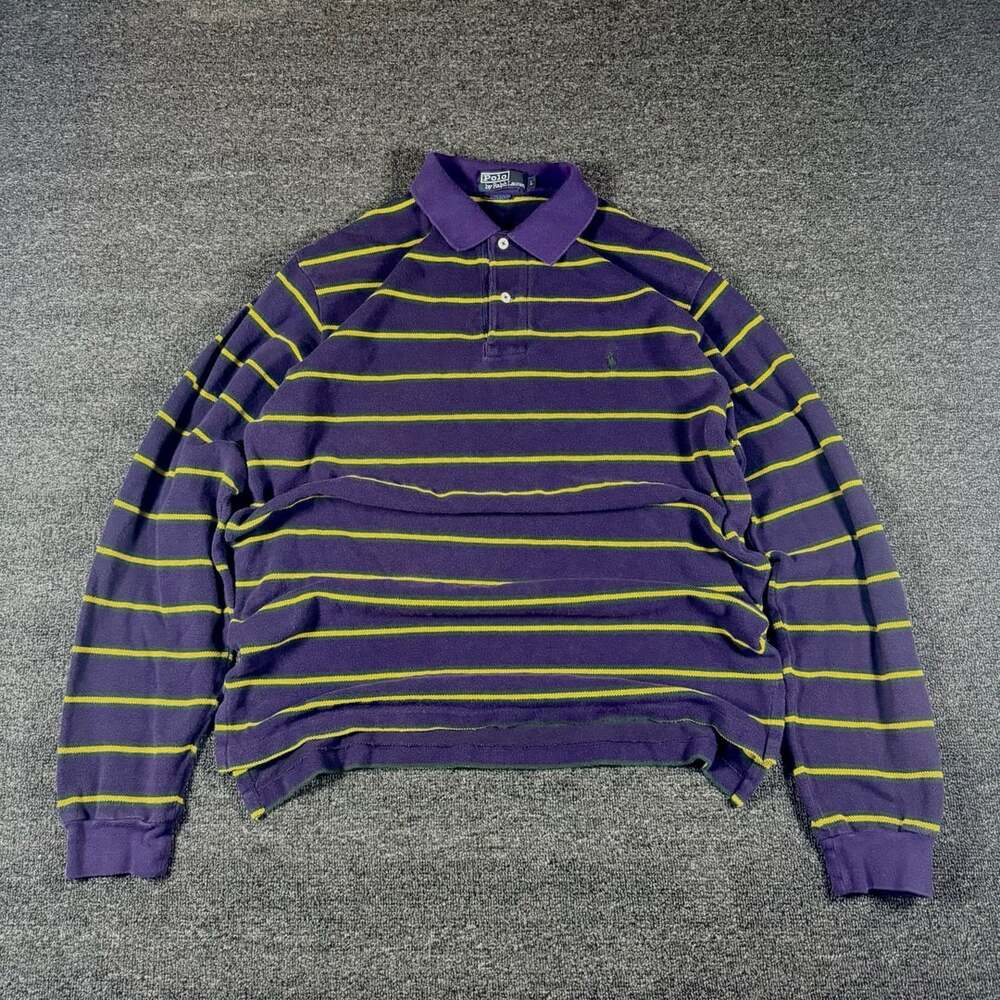 VTG 1990’s Polo Ralph Lauren Striped Long Sleeve Polo Size Large
